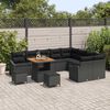 vidaXL Garden Sofa Set with Cushion 12 pcs Black Poly Rattan
