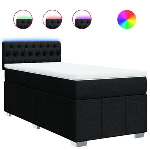 vidaXL Box Spring Bed with Mattress Black King Single Fabric