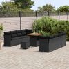 vidaXL Garden Sofa Set with Cushion 11 pcs Black Poly Rattan