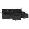 vidaXL Garden Sofa Set with Cushion 6 pcs Black Poly rattan