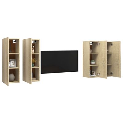 vidaXL TV Cabinets 4 pcs Sonoma Oak 30.5x30x90 cm Engineered Wood