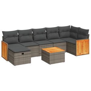 vidaXL 7 Piece Garden Sofa Set with Cushions Grey Poly Rattan