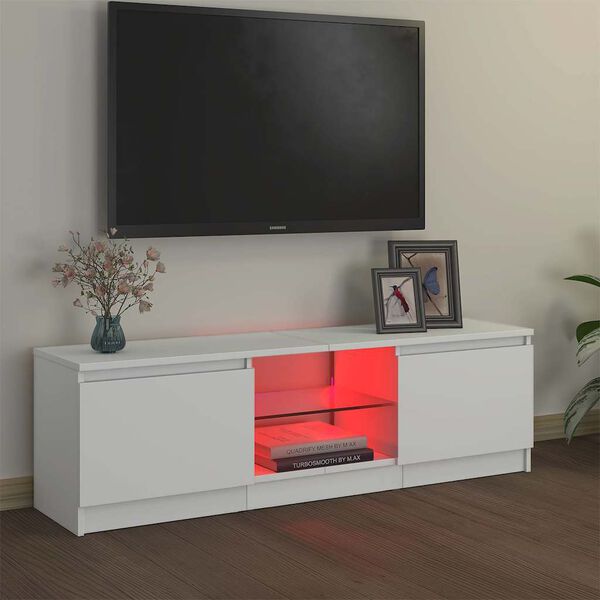 vidaXL TV Cabinet with LED Lights White 120x30x36 cm