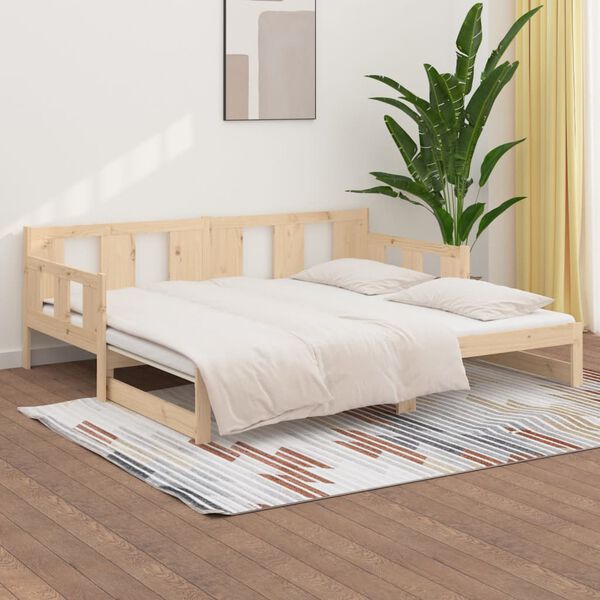 vidaXL Pull-out Day Bed without Mattress Solid Wood Pine 2x(90x190) cm