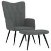 vidaXL Relaxing Chair with a Stool Dark Grey Fabric