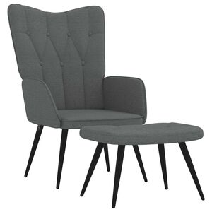 vidaXL Relaxing Chair with a Stool Dark Grey Fabric