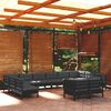 vidaXL 12 Piece Garden Lounge Set with Cushions Black Solid Pinewood