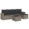 vidaXL 6 Piece Garden Sofa Set with Cushions Grey Poly Rattan