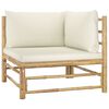 vidaXL 5 Piece Garden Lounge Set with Cream White Cushions Bamboo