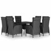vidaXL 9 Piece Garden Dining Set Poly Rattan and Glass Black