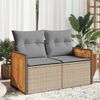 vidaXL Garden Sofa with Cushions 2-Seater Beige Poly Rattan