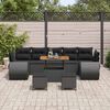 vidaXL Garden Sofa Set Height-Adjustable 10 pcs Black Poly Rattan