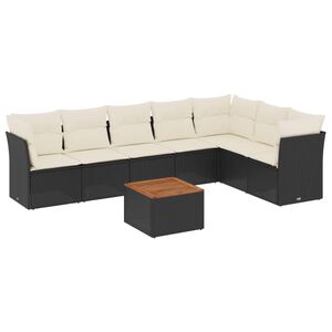 vidaXL 8 Piece Garden Sofa Set with Cushions Black Poly Rattan