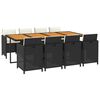 vidaXL 9 Piece Garden Dining Set with Cushions Poly Rattan Black