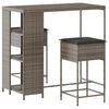 vidaXL 3 Piece Garden Bar Set with Cushions Grey Poly Rattan