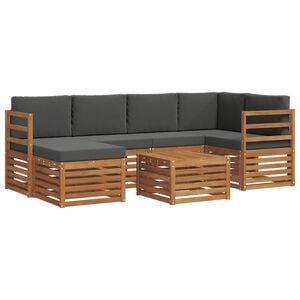 vidaXL Sectional Sofa Set with Cushion 7 pcs Natural and Anthracite