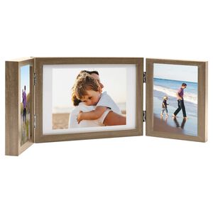 vidaXL Trifold Photo Frame | Light brown | MDF, PS