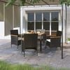 vidaXL 5 Piece Garden Dining Set Poly Rattan & Solid Acacia Wood Black