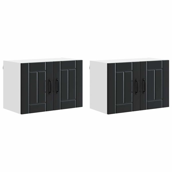 vidaXL Kitchen Cabinet 2 pcs Black 60 x 31 x 40 cm Engineered Wood