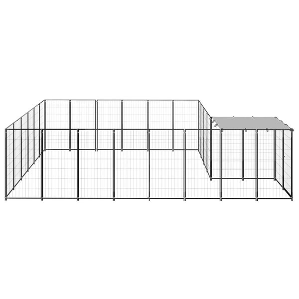 vidaXL Dog Kennel Black 12.1 m² Steel