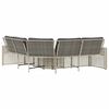 vidaXL Garden Sofa with Cushions and Footstool L-Shaped Light Grey Poly Rattan