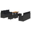 vidaXL Garden Sofa Set Height-Adjustable 9 pcs Black Poly Rattan