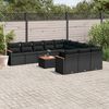 vidaXL 12 Piece Garden Sofa Set with Cushions Black Poly Rattan