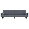 vidaXL Sofa Bed with Cushions Dark Grey Velvet