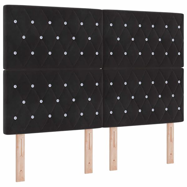 vidaXL LED Headboard with LED Strip Lights Black 144 cm Polyester