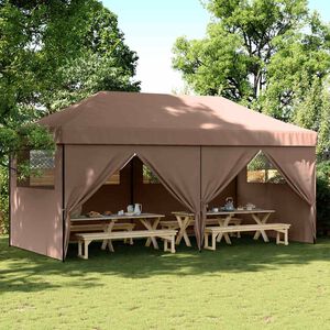 vidaXL Party Tent Brown with Black Frame Oxford Fabric