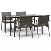 vidaXL 5 Piece Garden Dining Set with Cushions Poly Rattan and Steel