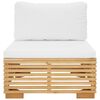 vidaXL Garden Middle Sofa with Cream Cushions Solid Wood Teak