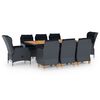 vidaXL 9 Piece Outdoor Dining Set with Cushions Poly Rattan Dark Grey