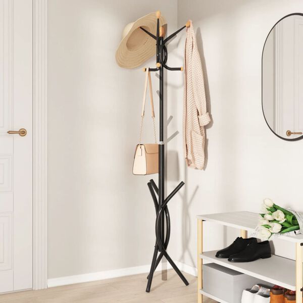 vidaXL Coat Stand Black 176 cm Powder-coated Iron