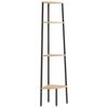 vidaXL Corner Shelf | Light brown and black | Engineered wood, steel | 4-Tier