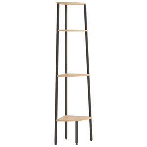 vidaXL Corner Shelf | Light brown and black | Engineered wood, steel | 4-Tier
