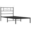 vidaXL Metal Bed Frame without Mattress with Headboard Black 107x203cm