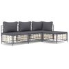 vidaXL 4 Piece Garden Lounge Set with Cushions Anthracite Poly Rattan