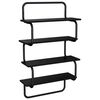 vidaXL 4-Tier Wall Shelf Black Oak 40 x 24.5 x 104 cm Engineered Wood