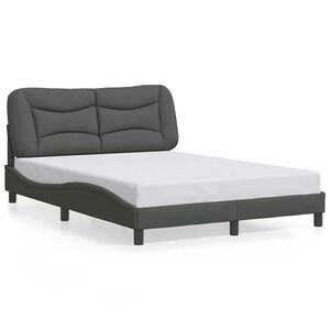 vidaXL Bed Frame without Mattress "Hvar" Dark Grey 137x190 cm Double Fabric