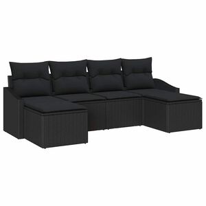 vidaXL Garden Dining Set 6 pcs Black Poly Rattan