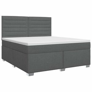 vidaXL Box Spring Bed with Mattress Dark Grey Double Fabric