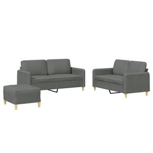 vidaXL 3 Piece Sofa Set with Cushions Dark Grey Fabric
