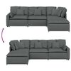 vidaXL Modular Sofa with Footstool&Cushions Fabric Dark Grey
