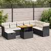 vidaXL 9 Piece Garden Sofa Set with Cushions Black Poly Rattan Acacia