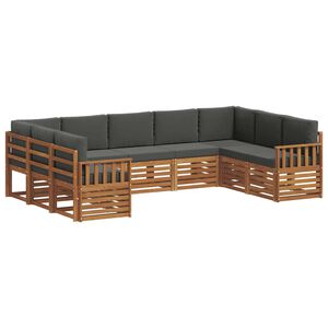 vidaXL Outdoor Sofa Set 9 pcs Natural and Anthracite
