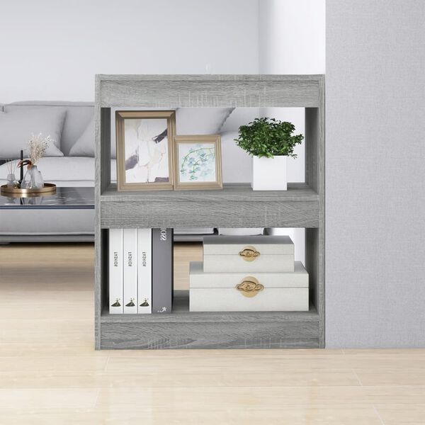 vidaXL Book Cabinet/Room Divider Grey Sonoma 60x30x72 cm