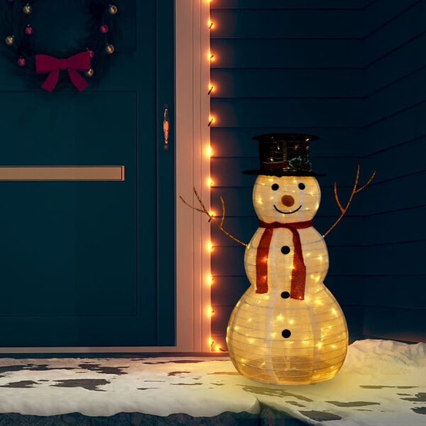 vidaXL Decorative Christmas Snowman Figure with LED Luxury Fabric 90cm
