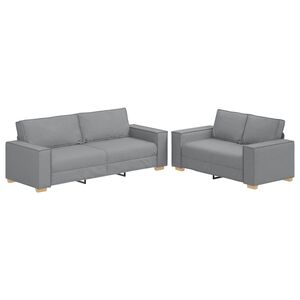 vidaXL 2 Piece Sofa Set with Cushions Light Grey Fabric