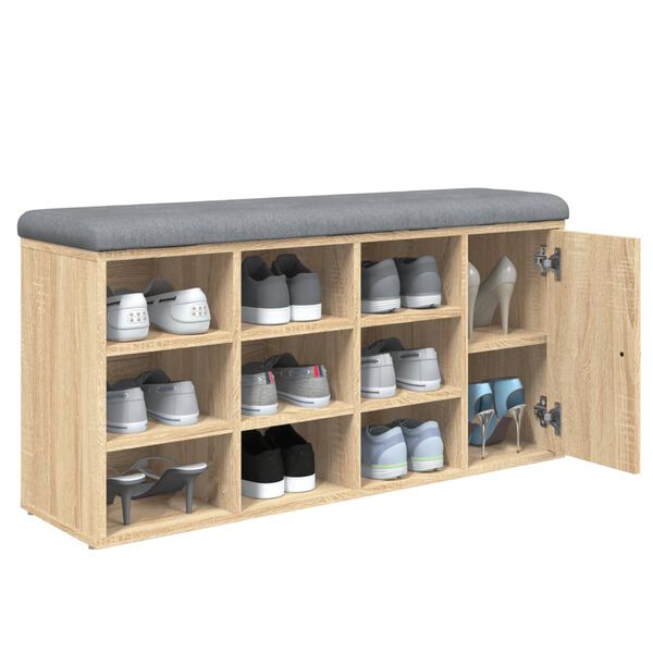 vidaXL Shoe Bench Sonoma Oak 102x32x50 cm Engineered Wood